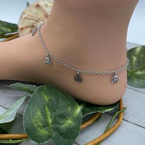 Stainless Steel Anklet With Celtic Triquetras